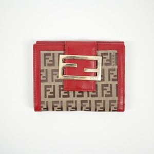 Fendi Vintage Monogram Wallet Brown Red
